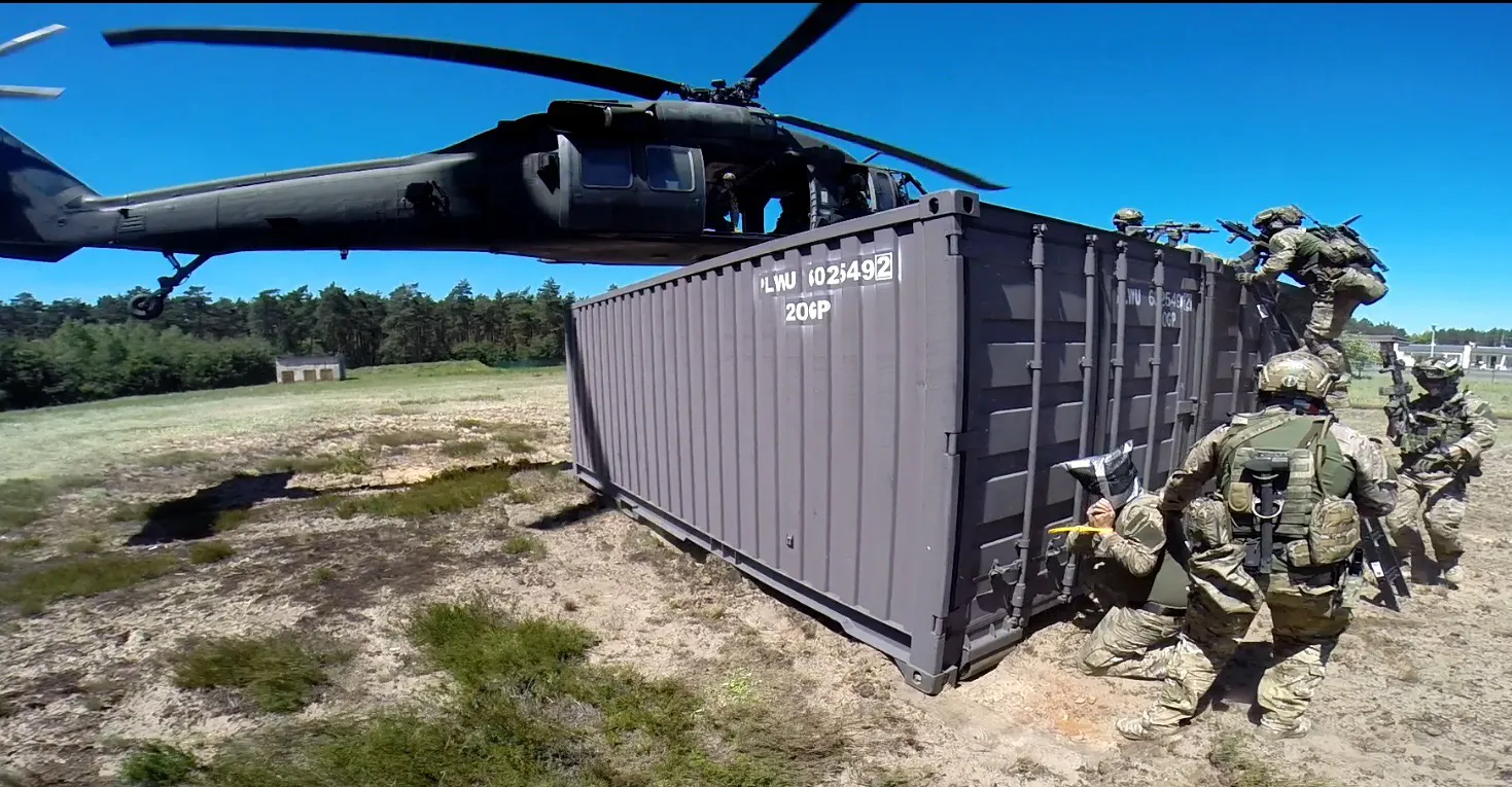 Urban Operations CQB training with helicopter and tactical containers