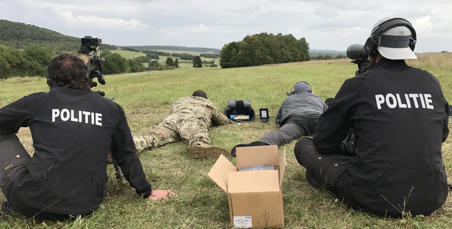 Sniper operations training with precision marksmen in prone position